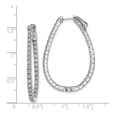 Sterling Silver 38mm CZ Inside-Out Oval Hoop Earrings – view 5