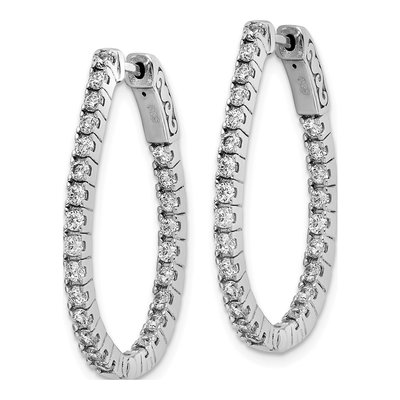 Sterling Silver 30mm CZ Inside-Out Oval Hoop Earrings – view 3