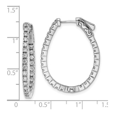 Sterling Silver 30mm CZ Inside-Out Oval Hoop Earrings – view 5