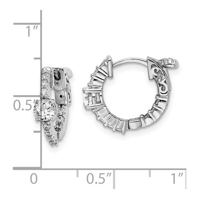 Sterling Silver 14mm CZ Inside-Out Hoop Earrings – view 5