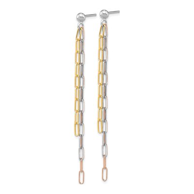 Gold-Plated Sterling Silver Paperclip 3-Strand Dangle Earrings – view 3