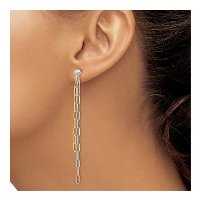 Gold-Plated Sterling Silver Paperclip 3-Strand Dangle Earrings – view 4
