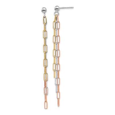 Gold-Plated Sterling Silver Paperclip 3-Strand Dangle Earrings