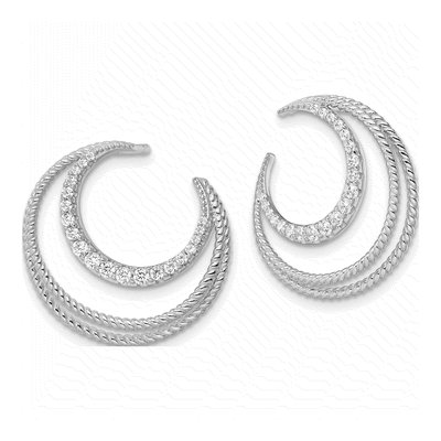 Sterling Silver CZ Fancy Dangle Earrings – view 3