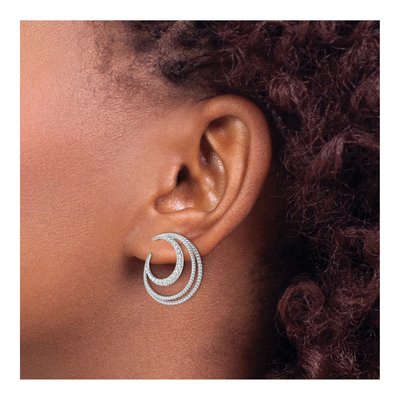 Sterling Silver CZ Fancy Dangle Earrings – view 4