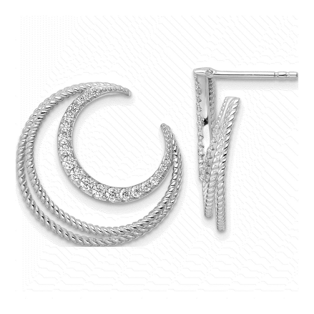 Sterling Silver CZ Fancy Dangle Earrings