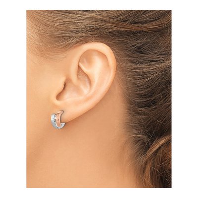 Rose Gold-Plated Sterling Silver 1/15 ct tw 11mm Diamond Hoop Earrings – view 3