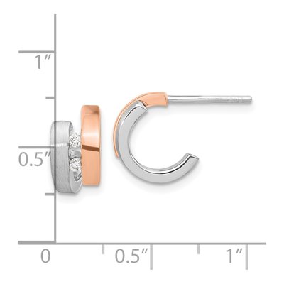 Rose Gold-Plated Sterling Silver 1/15 ct tw 11mm Diamond Hoop Earrings – view 4
