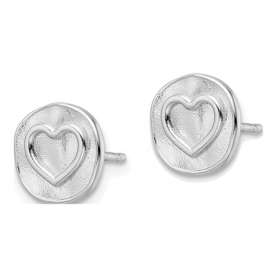 Sterling Silver Heart Circle Stud Earrings – view 3
