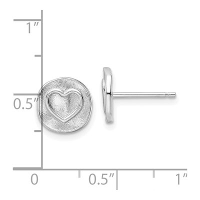 Sterling Silver Heart Circle Stud Earrings – view 5