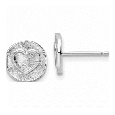 Sterling Silver Heart Circle Stud Earrings