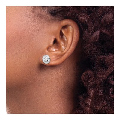 Sterling Silver Star Circle Stud Earrings – view 4
