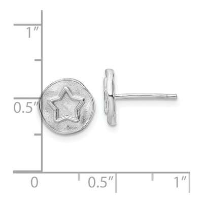 Sterling Silver Star Circle Stud Earrings – view 5