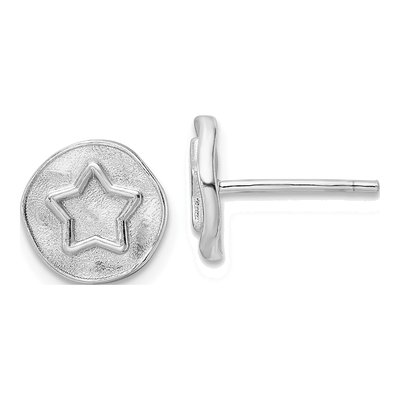 Sterling Silver Star Circle Stud Earrings