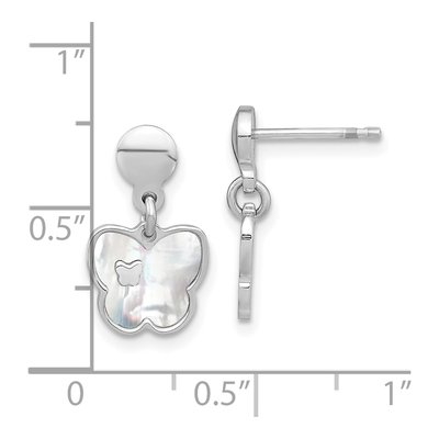 Sterling Silver Mother of Pearl Butterfly Dangle Earrings – view 2