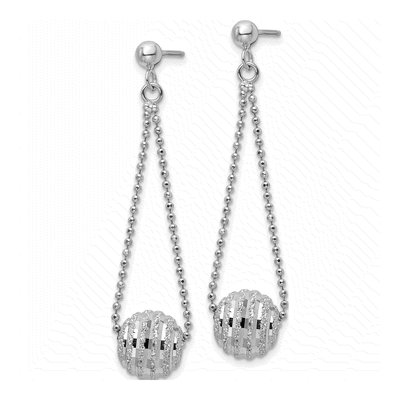 Sterling Silver Diamond-Cut Dangle Earrings – view 3
