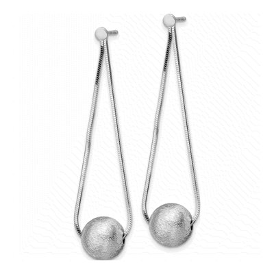 Sterling Silver Diamond-Cut Beaded Dangle Earrings – view 3