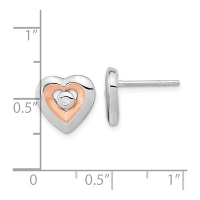 Rose Gold-Plated Sterling Silver Diamond Heart Stud Earrings – view 5