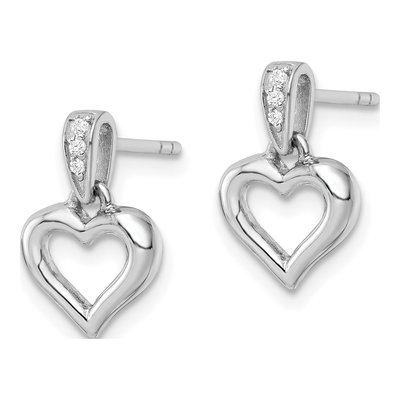 Sterling Silver CZ Heart Dangle Earrings – view 3