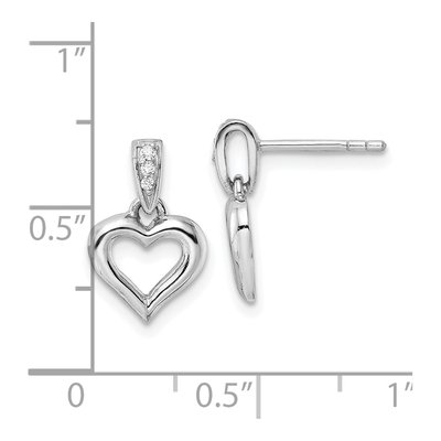 Sterling Silver CZ Heart Dangle Earrings – view 4