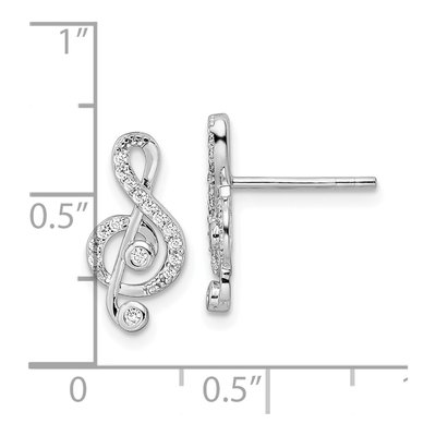Sterling Silver CZ Treble Clef Dangle Earrings – view 5