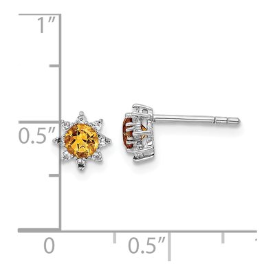 Sterling Silver Round Citrine & White Topaz Stud Earrings – view 5
