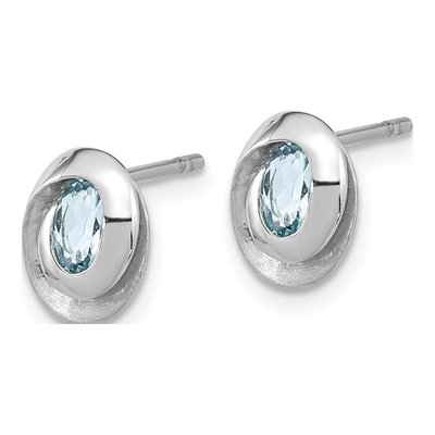 Sterling Silver Sky Blue Topaz Oval Stud Earrings – view 3