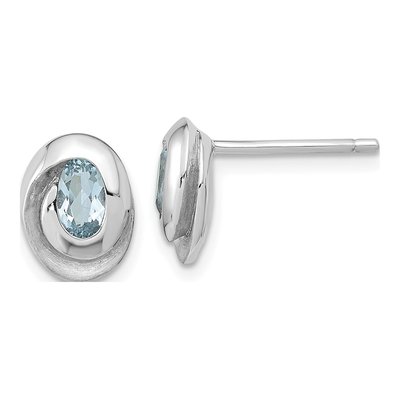 Sterling Silver Sky Blue Topaz Oval Stud Earrings