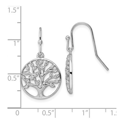 Sterling Silver CZ Tree of Life Dangle Earrings – view 5