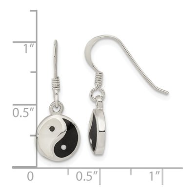 Sterling Silver Mother of Pearl Yin Yang MOP Resin Dangle Earrings – view 4