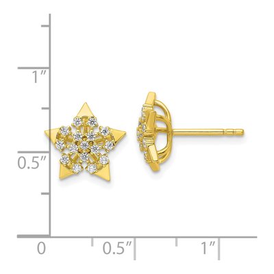 Gold-Plated Sterling Silver Round CZ Star Stud Earrings – view 5