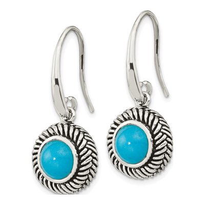 Sterling Silver Simulated Turquoise Dangle Earrings – view 3
