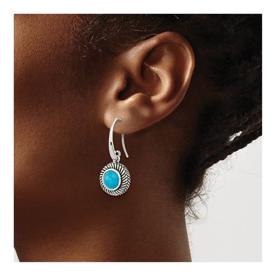 Sterling Silver Simulated Turquoise Dangle Earrings – view 4