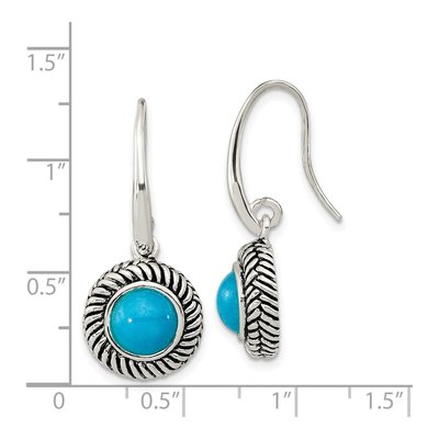 Sterling Silver Simulated Turquoise Dangle Earrings – view 5