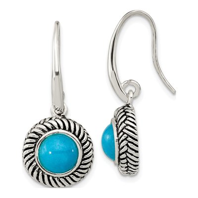 Sterling Silver Simulated Turquoise Dangle Earrings