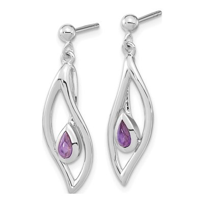 Sterling Silver Amethyst Pear Dangle Earrings – view 3