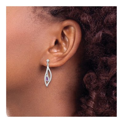 Sterling Silver Amethyst Pear Dangle Earrings – view 4