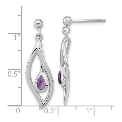 Sterling Silver Amethyst Pear Dangle Earrings – view 5