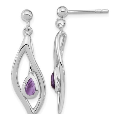 Sterling Silver Amethyst Pear Dangle Earrings