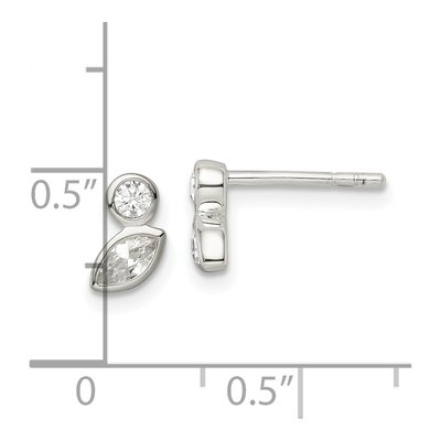 Sterling Silver Round CZ Button Stud Earrings – view 5