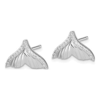 Sterling Silver Round CZ Button Stud Earrings – view 3