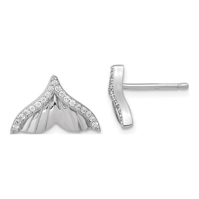 Sterling Silver Round CZ Button Stud Earrings