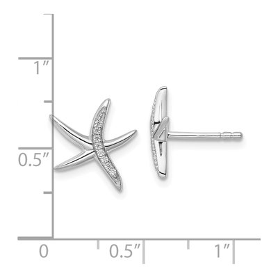 Sterling Silver Round CZ Starfish Stud Earrings – view 5