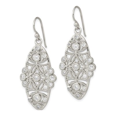 Sterling Silver CZ Fancy Shephard Hook Dangle Earrings – view 3
