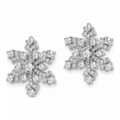Sterling Silver Round CZ Snowflake Stud Earrings – view 3