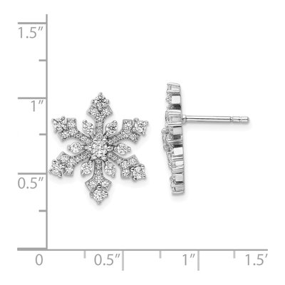 Sterling Silver Round CZ Snowflake Stud Earrings – view 5