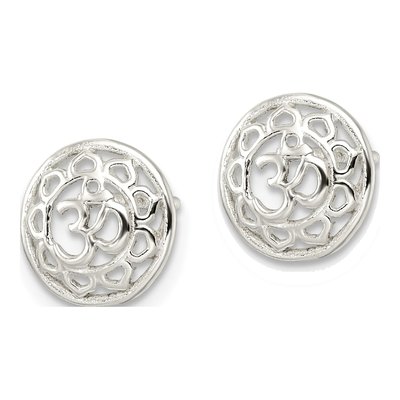 Sterling Silver Filigree Om Stud Earrings – view 3