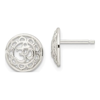 Sterling Silver Filigree Om Stud Earrings