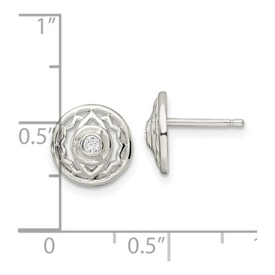 Sterling Silver Round CZ Third Eye Chakra Filigree Stud Earrings – view 5