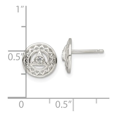 Sterling Silver Round CZ Throat Chakra Filigree Stud Earrings – view 5